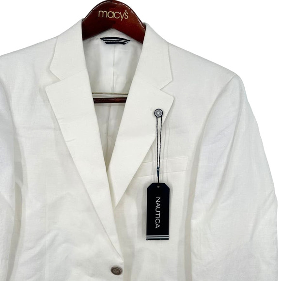 NAUTICA Brielle Men's Modern Fit Linen Blend Sport Coat White - Sz 44R (c) NWT - Picture 4 of 10